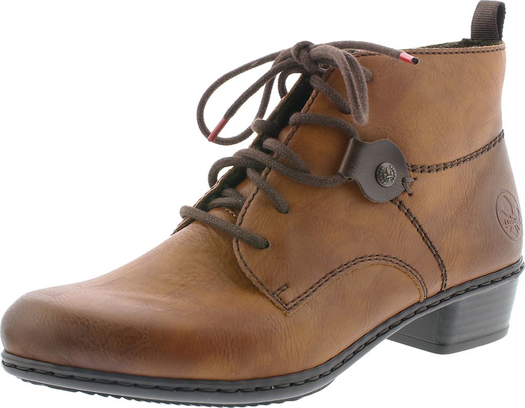 Rieker Damen Stiefeletten Schnürboots Blockabsatz Y0742-24, Größe:38 EU, Farbe:Braun