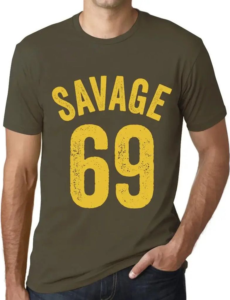 Herren Grafik T-Shirt Savage 69 Geschenk 69. Geburtstag Jahrestag 69 Jahre Jubiläum 69 Jährige Mann Jahrgang 1955 Kurzarm Lustige Druck