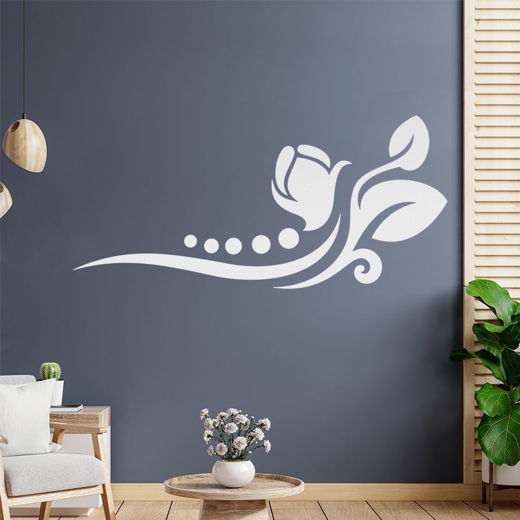 Blume - Linien Punkte Wandtattoo in 6 Größen - Wandaufkleber Wall Sticker - Dekoration, Küche, Wohnzimmer, Schlafzimmer, Badezimmer