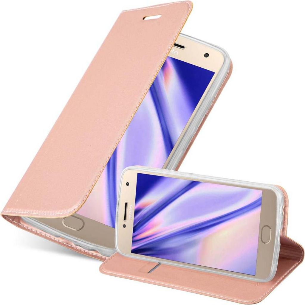 Cadorabo Handyhülle für Motorola MOTO G5 PLUS Schutz Hülle in Rosa Cover Etui Book Case Booklet