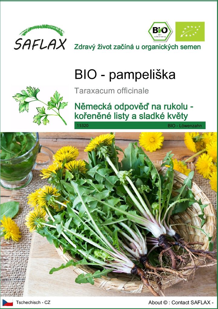 SAFLAX - BIO - pampeliška - Taraxacum officinale - 400 Obrázek produktu 