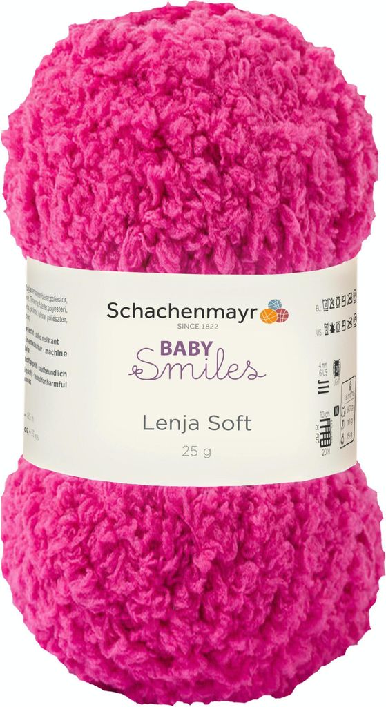 A ball of pink yarn with a label.