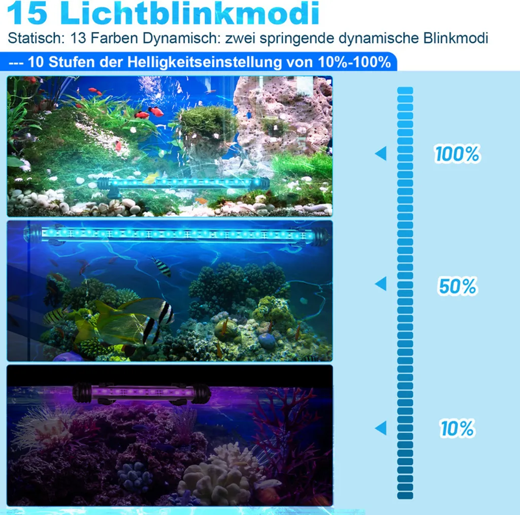 Éclairage Aquarium LED IP67 Dimmable 92.5cm avec 3 Modes et Télécommande - 7