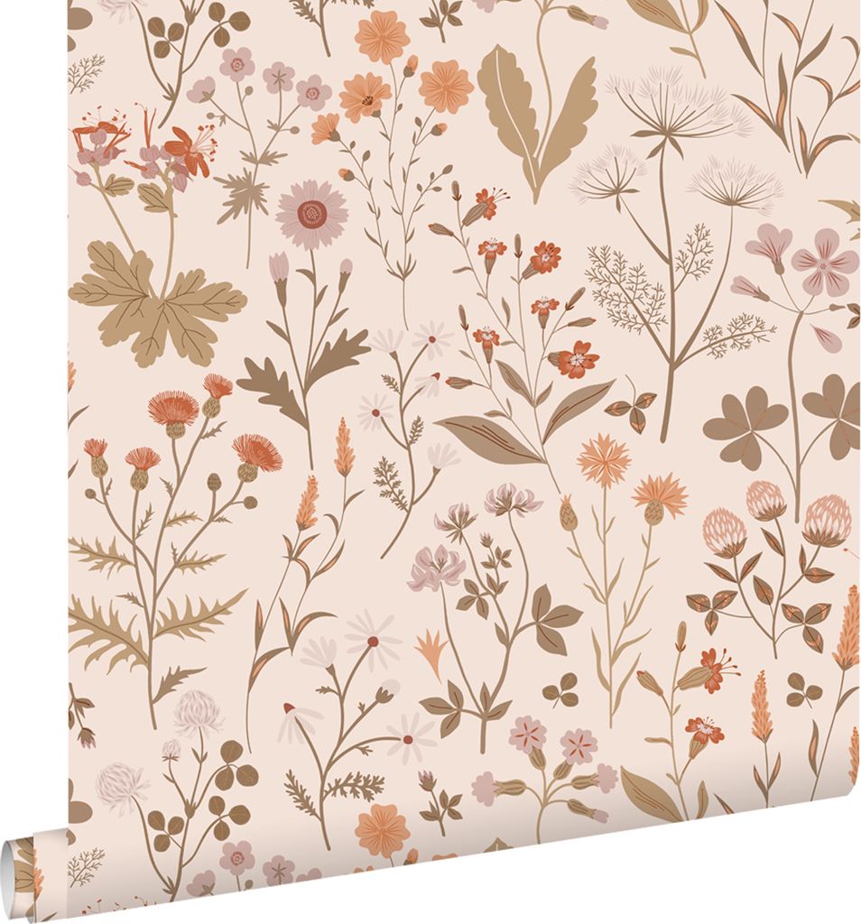 ESTAhome Tapete Feldblumen Beige 53 cm x 10.05 m