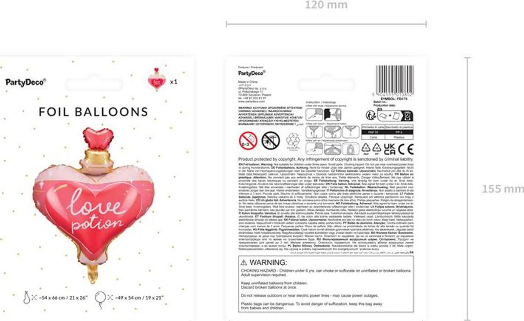 Love Elixir Folienballon, 54x66 cm, Mix