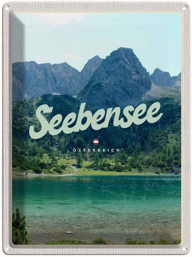 vianmo Blechschild 40x30 cm Seebensee Österreich Urlaub Wälder Natur See Bildmotiv Reisemotiv Abenteuer Reisen Europa