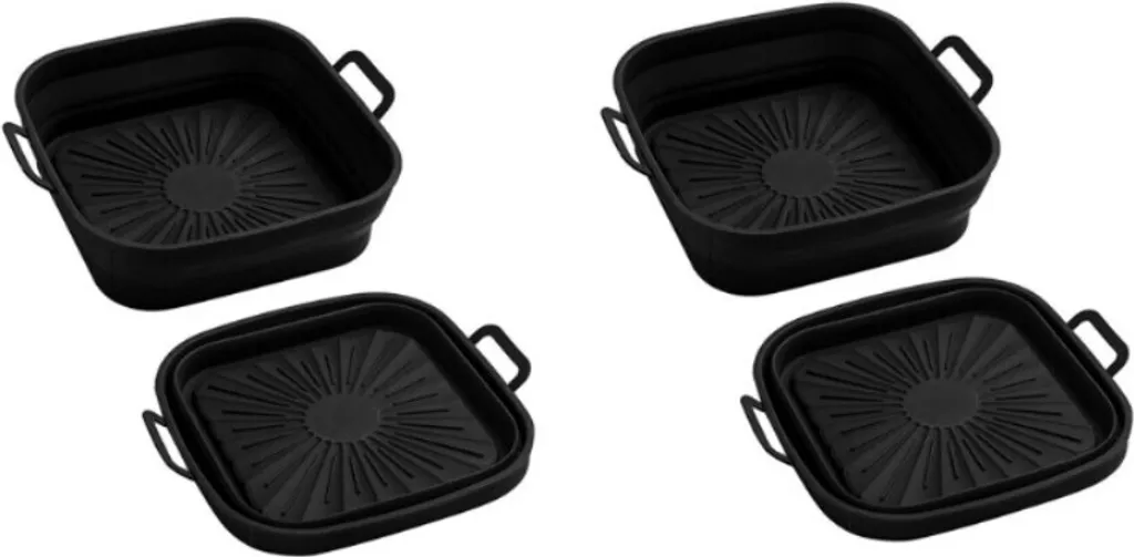 INF Set 2 Pezzi Forme Silicone per Friggitrice ad Aria 17,5 cm - Nero