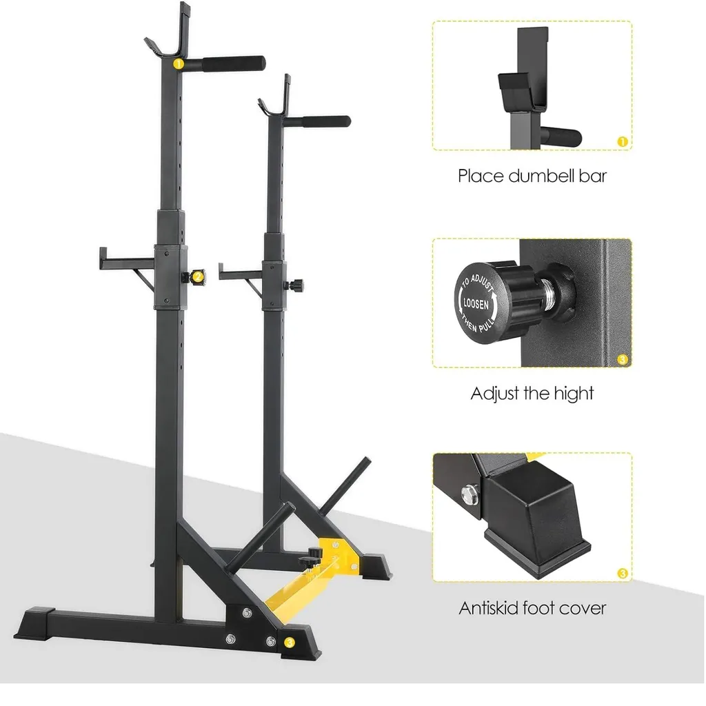 Rack de musculation multifonction support squat ajustable home gym noir - 4