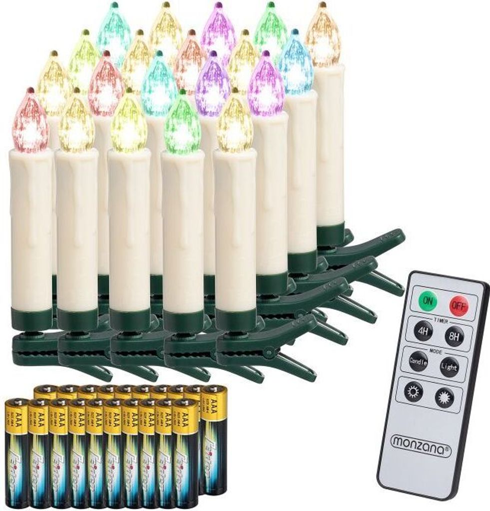 DEUBA® LED Weihnachtsbaumkerzen Kabellos 20er Set Bunt mit Produktbild 10