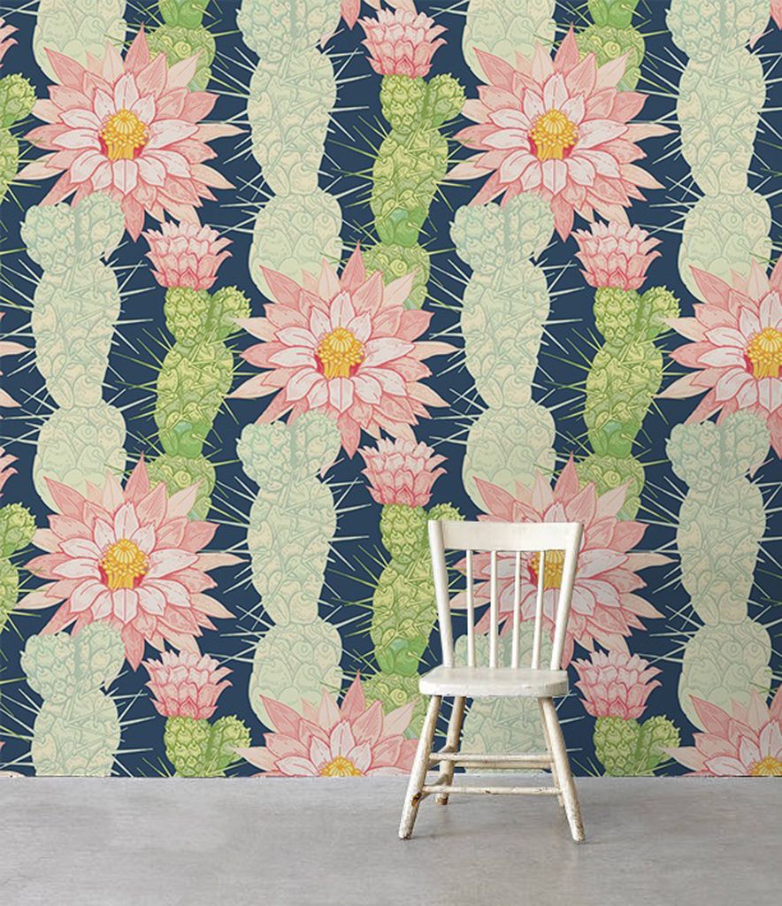 Coloray Fototapete 152x104 cm An Einer Wand Latex Latextapete - Kakteen Blumen Kaktus Blumen