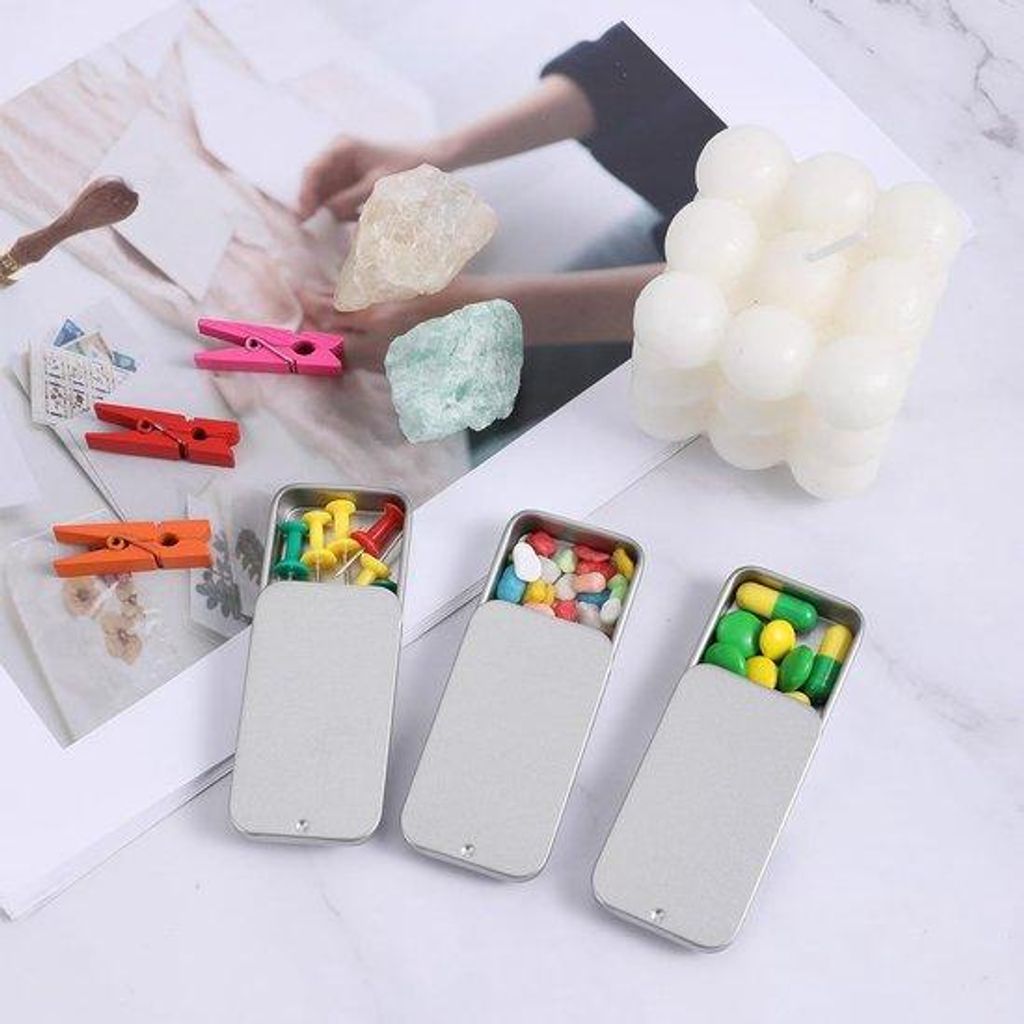 Kleine Metallbehälter-Set mit Schiebedeckeln - portable Mini-Schatulle - rechteckige Metallkästchen für kleine Geschenke und Präsente - Maße 5...
