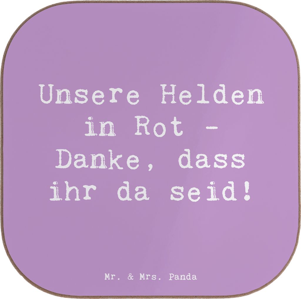 Mr. & Mrs. Panda Holzuntersetzer Spruch Feuerwehrmann Helden - Lavendeltraum - Geschenk, Feuerwehr, Coaster, Danke, Untersetzer Gläser, mutige Feu...
