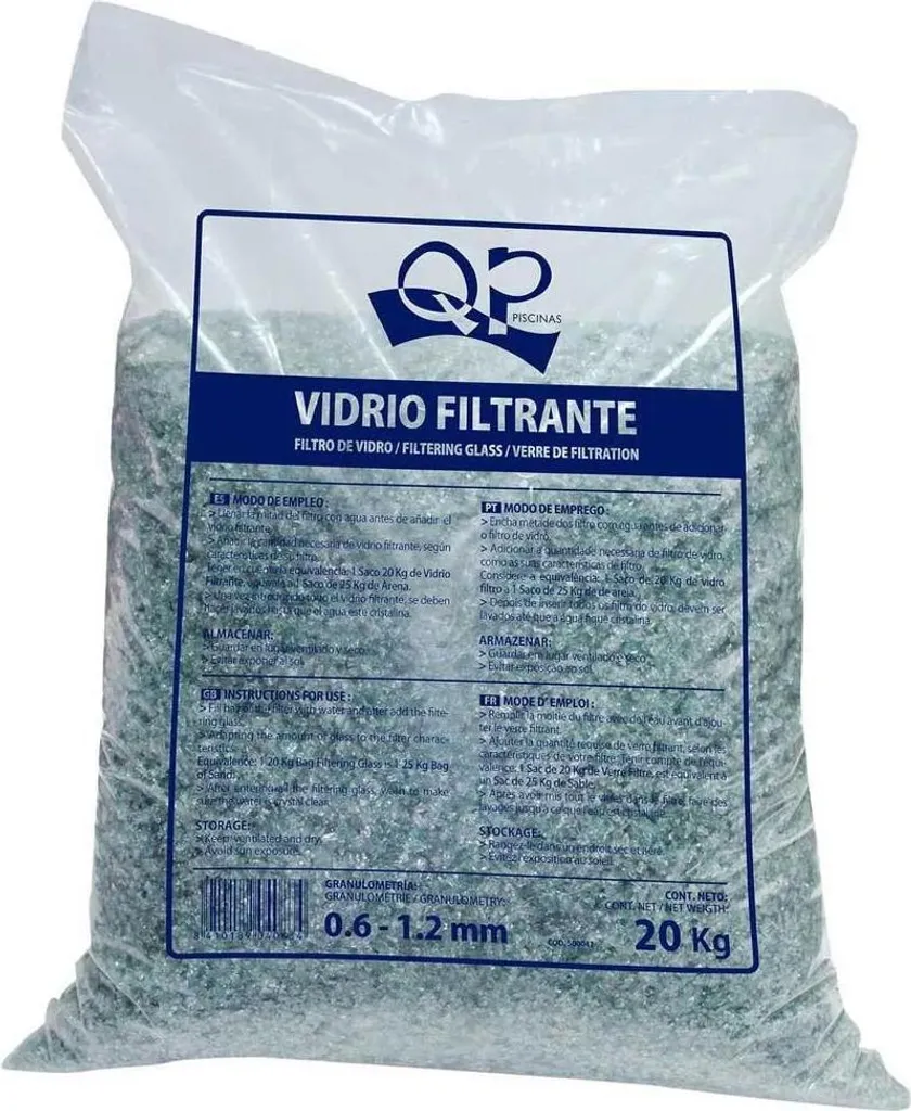 Vetro Filtrante Professionale Productos QP 20kg Grana 1.2-2.0mm Blu