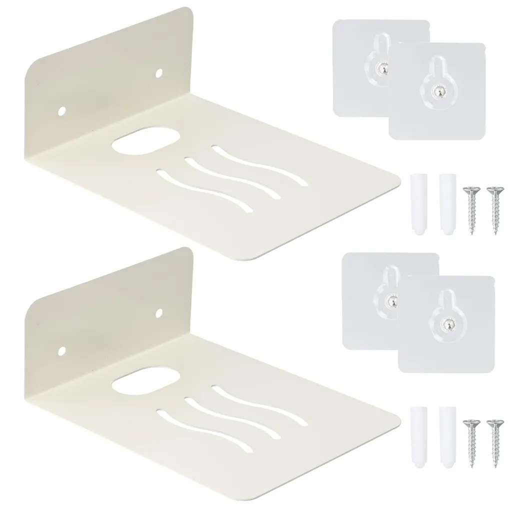Petite étagère murale adhésive en acier lot de 2 supports blancs