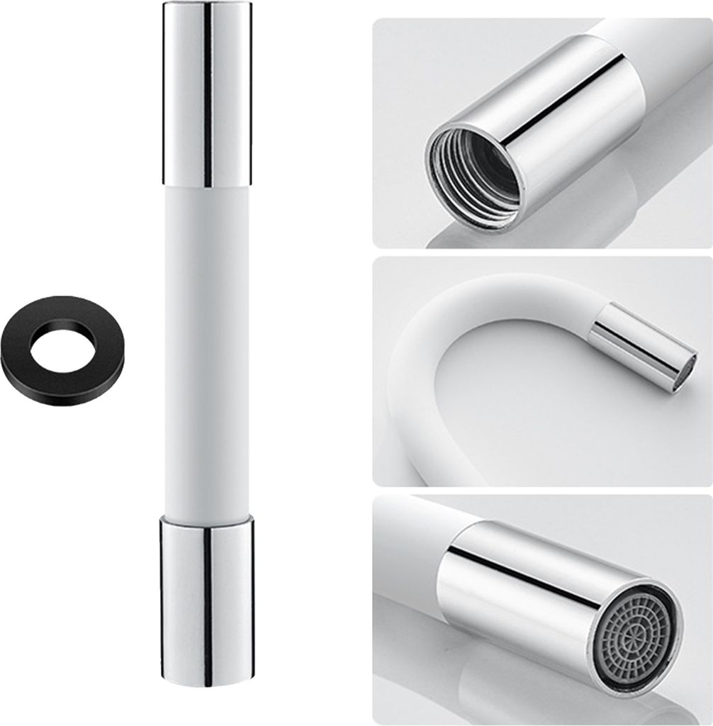 360° Wasserhahn-Sprayer-Verlaengerungsschlauch Flexibler Silikon-Verlaengerungsrohr mit auslaufsicherer Dichtung Bubbler