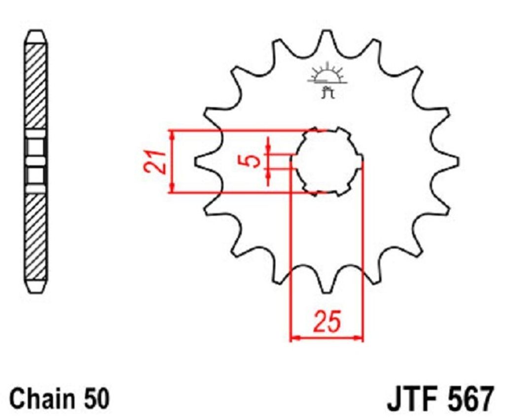 JTSPROCKETS Kettenritzel JTF567.17 Vorne Stahl