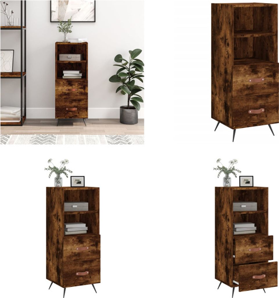 vidaXL Sideboard Räuchereiche 34,5x34x90 cm Holzwerkstoff - Sideboard - Sideboards - Schrank - Schränkchen