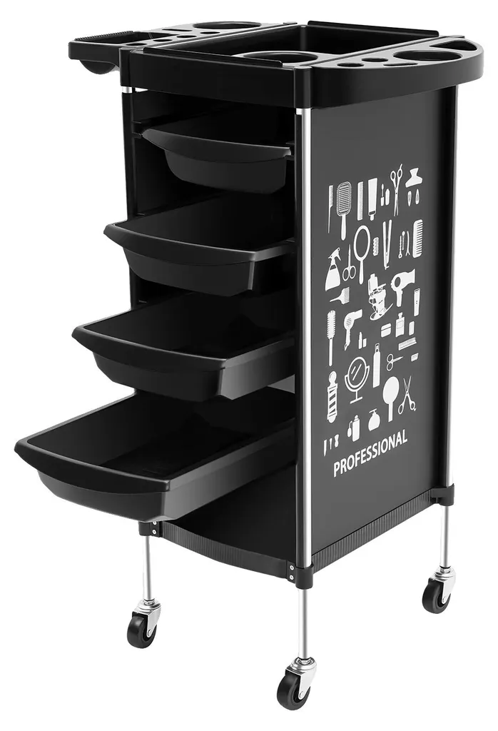 Meuble de rangement noir 4 tiroirs pour ranger et travailler sans place