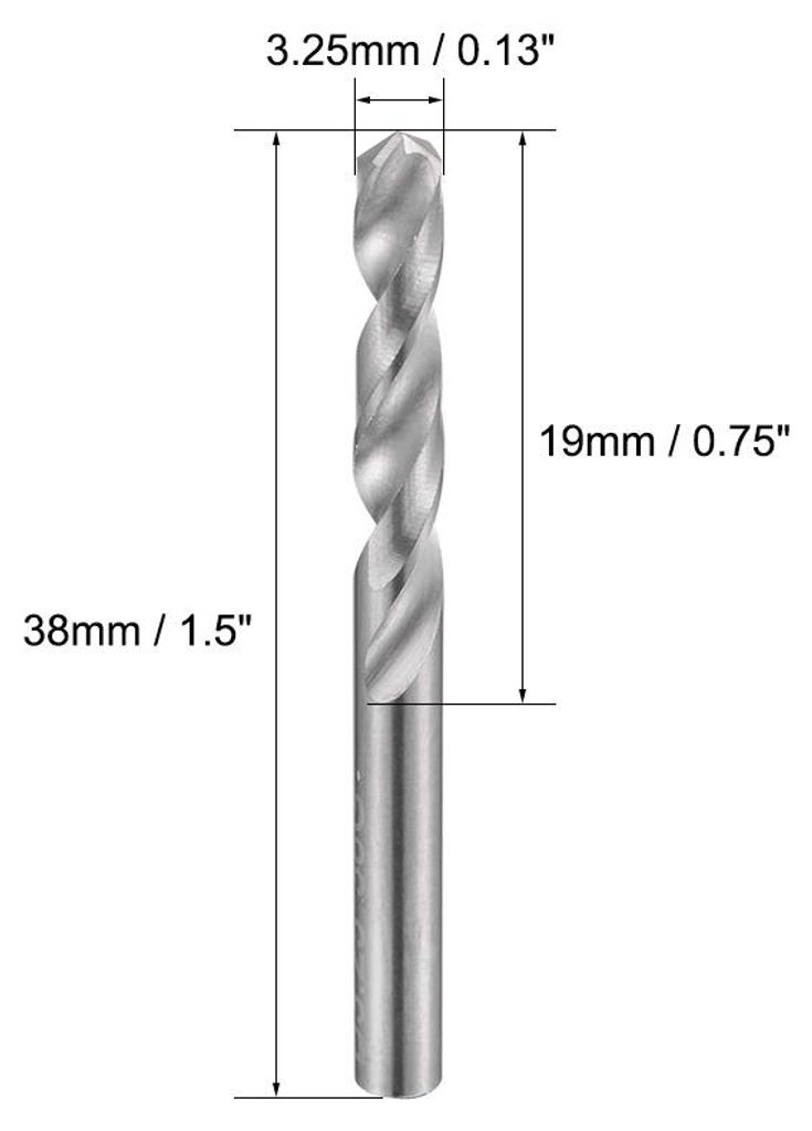 Bohrer mit Geradem Schaft Spiralbohrer 3,25 mm Vollhartmetall fš¹r Hartstahl Edelstahl, geh?rtet auf 50 HRC