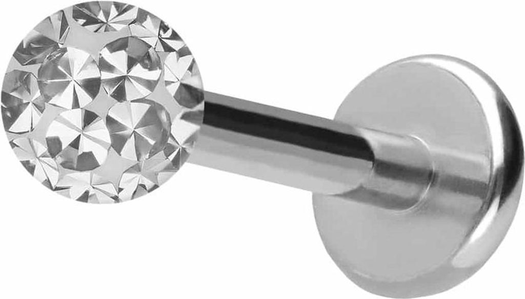 Ohrpiercing, Nasenpiercing Titan Labret mit Push Fit EPOXY-KUGEL Silber Stablänge: 10mm + Stabstärke: 1,2mm + Kugelgröße: 3mm
