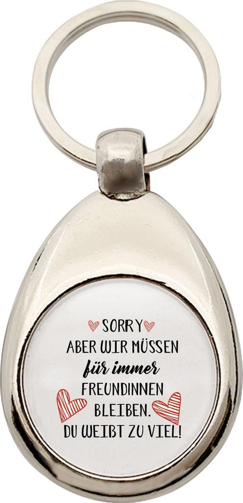 Huuraa Schlüsselanhänger Du weißt zu viel. Müssen für immer Freunde bleiben. Metall Schlüsselring Einkaufswagenchip Geschenkidee