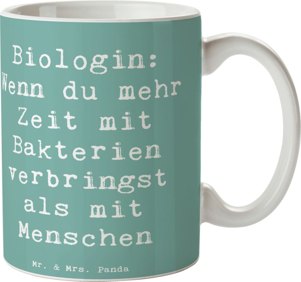 Mr. & Mrs. Panda Teetasse Spruch Biologin Bakterienliebe - Meeresbrise - Geschenk, Berufsalltag, Forscher, Beruf, handgefertigt, Becher, Trinkbeche...