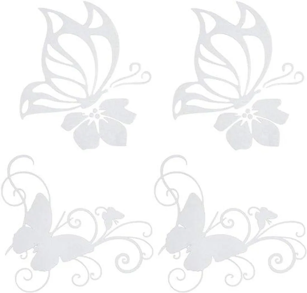 Autocollant voiture motif papillon hibiscus PET réfléchissant (4 feuilles)