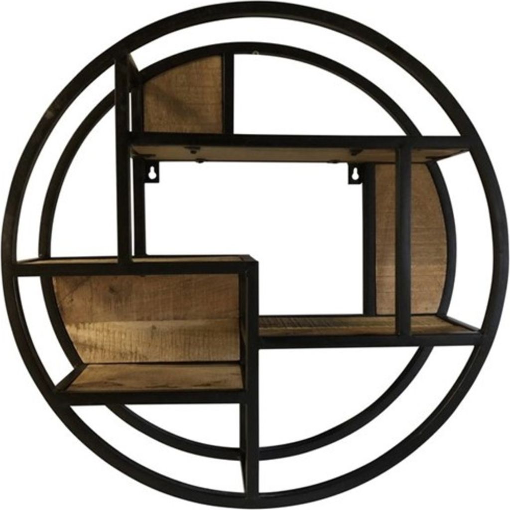 Deco4yourhome Wandregal Jane, Mangoholz und Stahl, Schwarz, Produktbild 