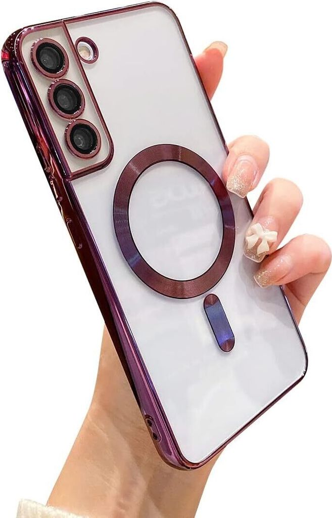Handyhülle für Samsung Galaxy S21+ 5G mit Magsafe und Kameraschutz, Magnetisch Ultra Dünn Klar Überzug Schutzhülle Lila