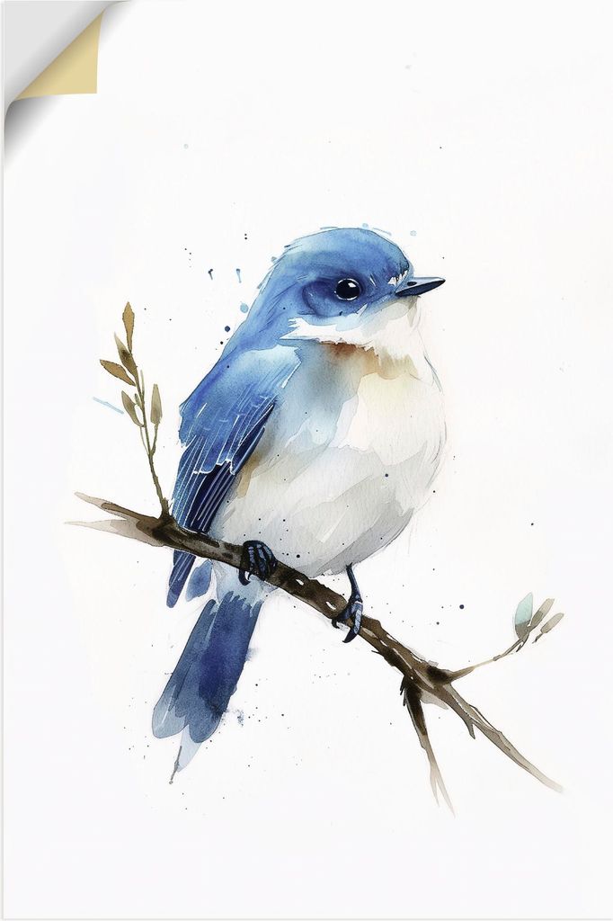 ARTland Wandbild, selbstklebend Aquarell Berghüttensänger Größe: 60x90 cm