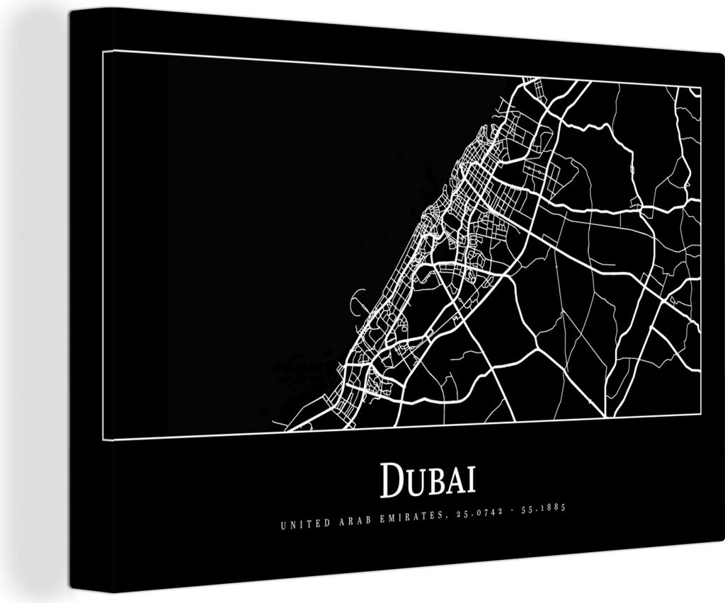 OneMillionCanvasses - Leinwandbilder - 150x100 cm, Dubai Stadtplan - Karte, Wandbilder Kunstdruck Wanddekoration - Foto auf Leinwand - Gemälde a...