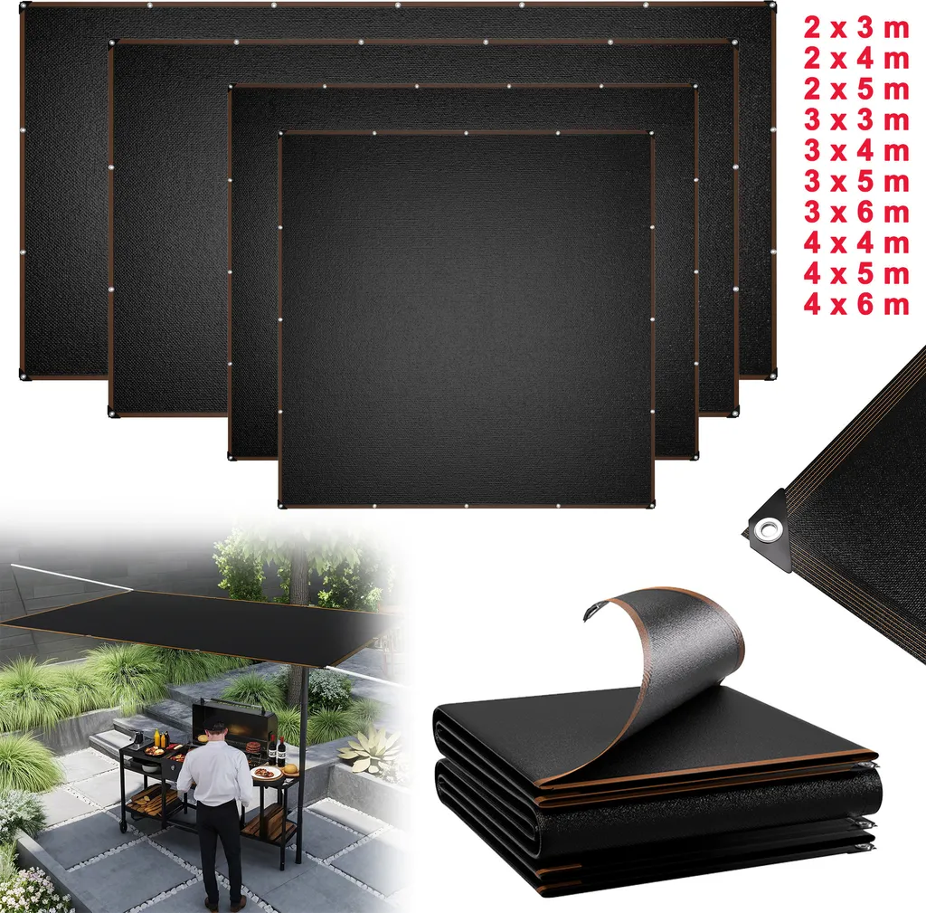 Voile d'ombrage XMTECH anti-UV et vent 3x3m anthracite pour extérieur