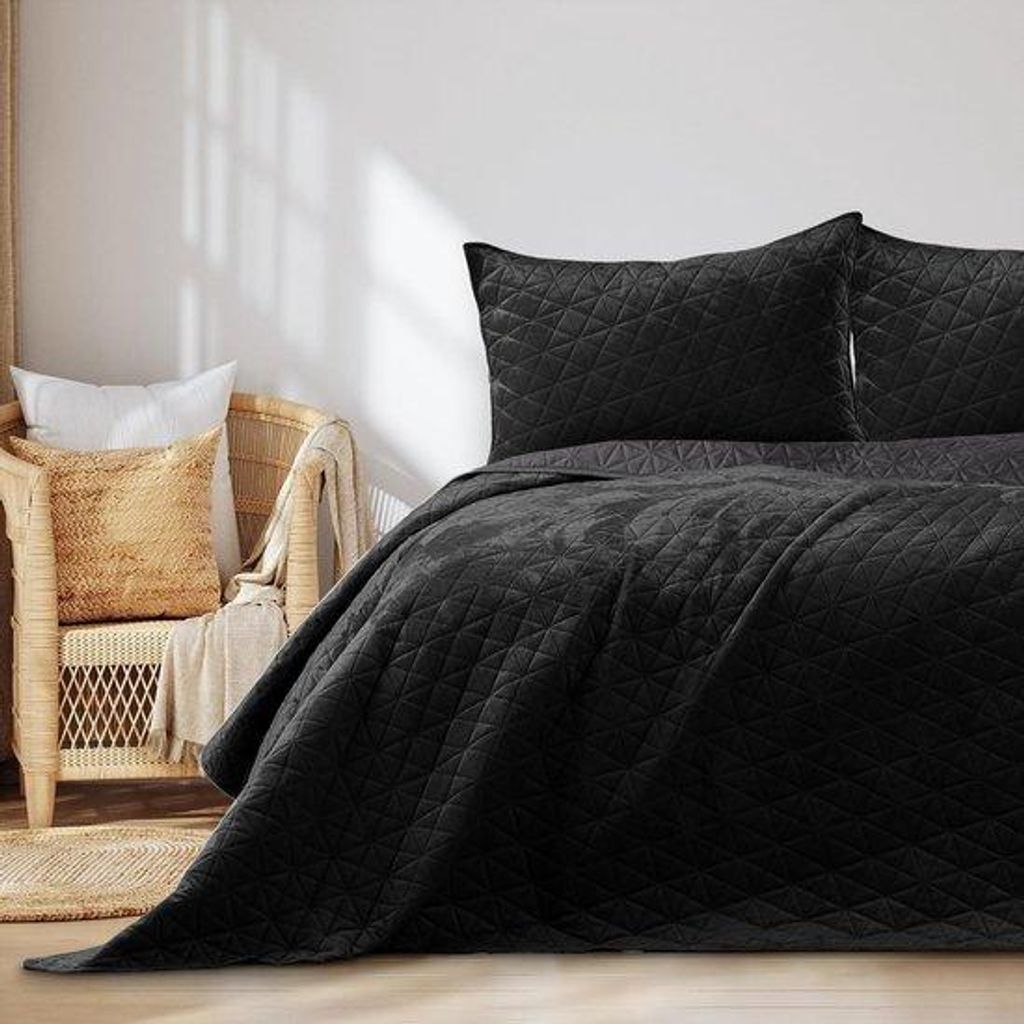 Famanu Sprei 240x260 cm schwarz, doppelseitige Steppung, s Design