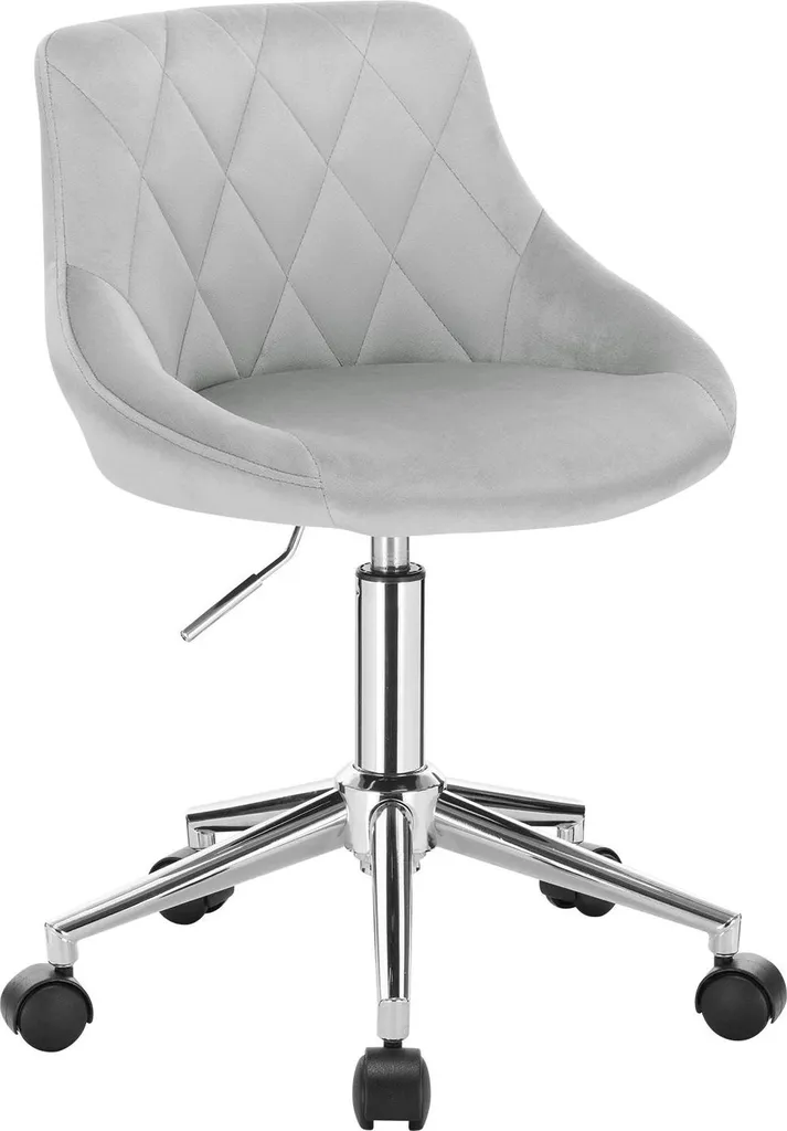 Sedia Scrivania Velluto Grigio - Poltrona Girevole Elegante