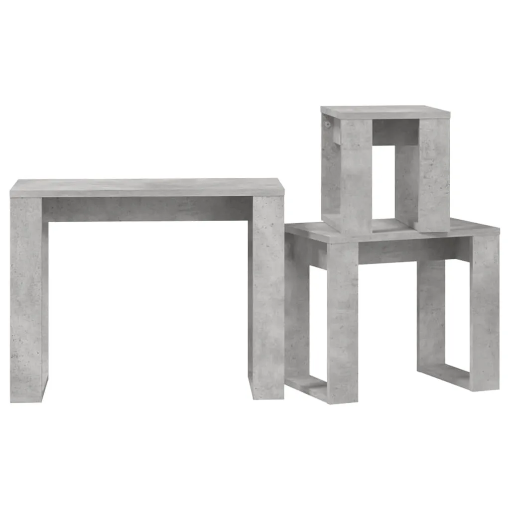 Tables gigognes lot de 3 tables d'appoint empilables effet béton gris - 9
