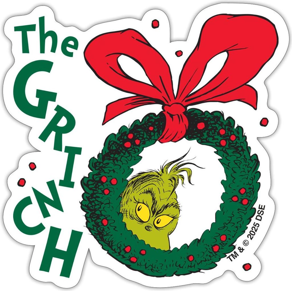 Spreadshirt Der Grinch Hinter Weihnachtskranz The Grinch Sticker Aufkleber, 10 x 10 cm, Mattweiß