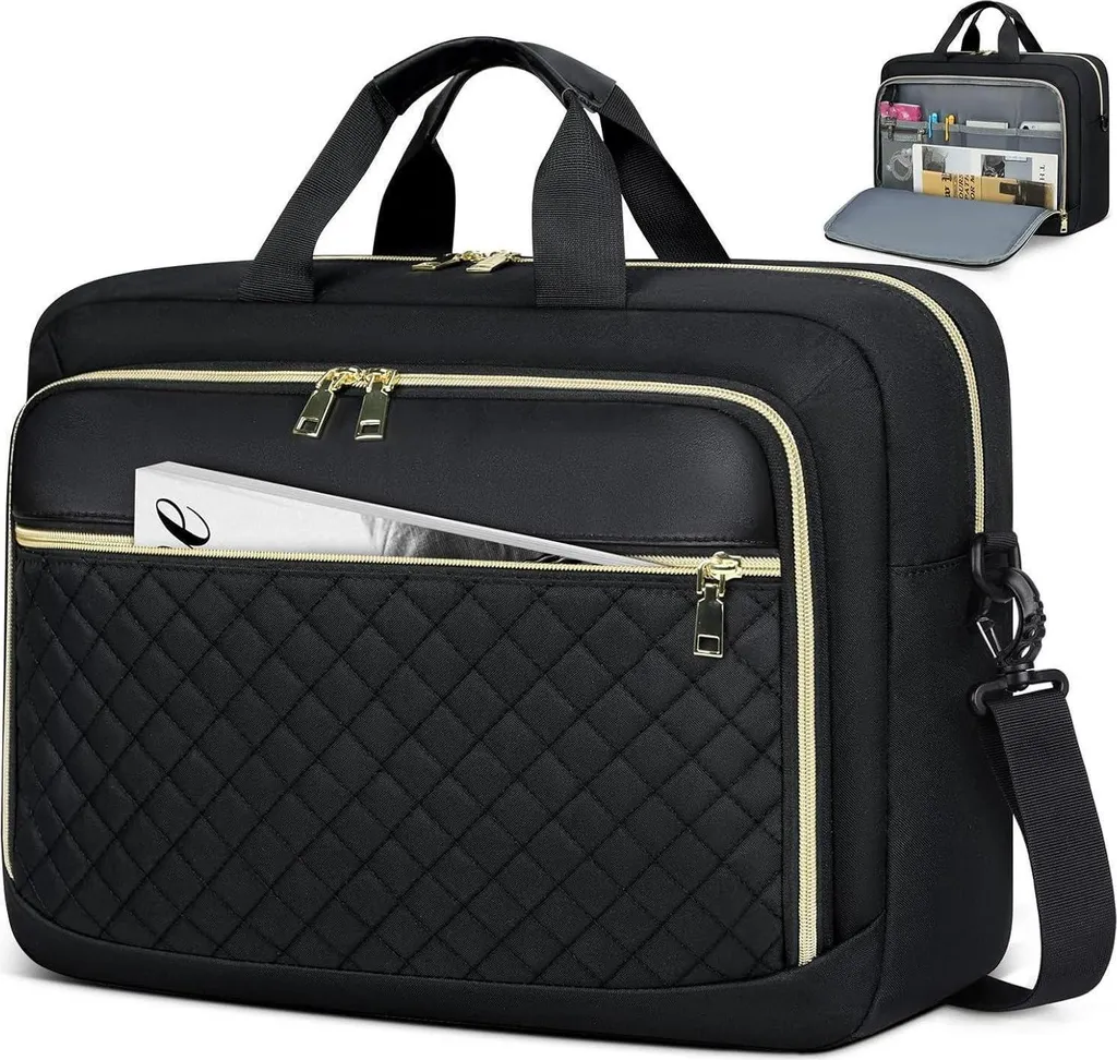 Sacoche PC 15,6 pouces anti-choc femme notebook sacoche étanche noire