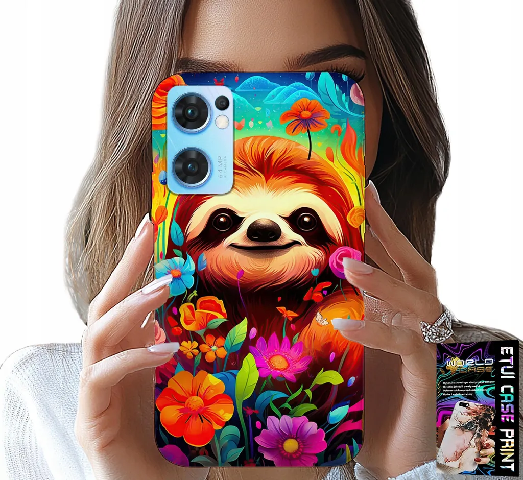 Custodia per Oppo Reno7 5G - Modelli di animali Koala colorati + vetro