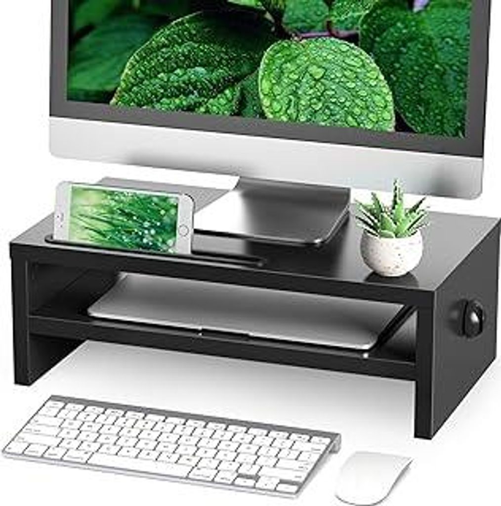Rfiver Monitorständer Monitor Stand Bildschirmerhöhung - Holz Unterbau Bildschirm Laptop Ständer Tisch Erhöhung für PC Notebook Drucker 425 mm...