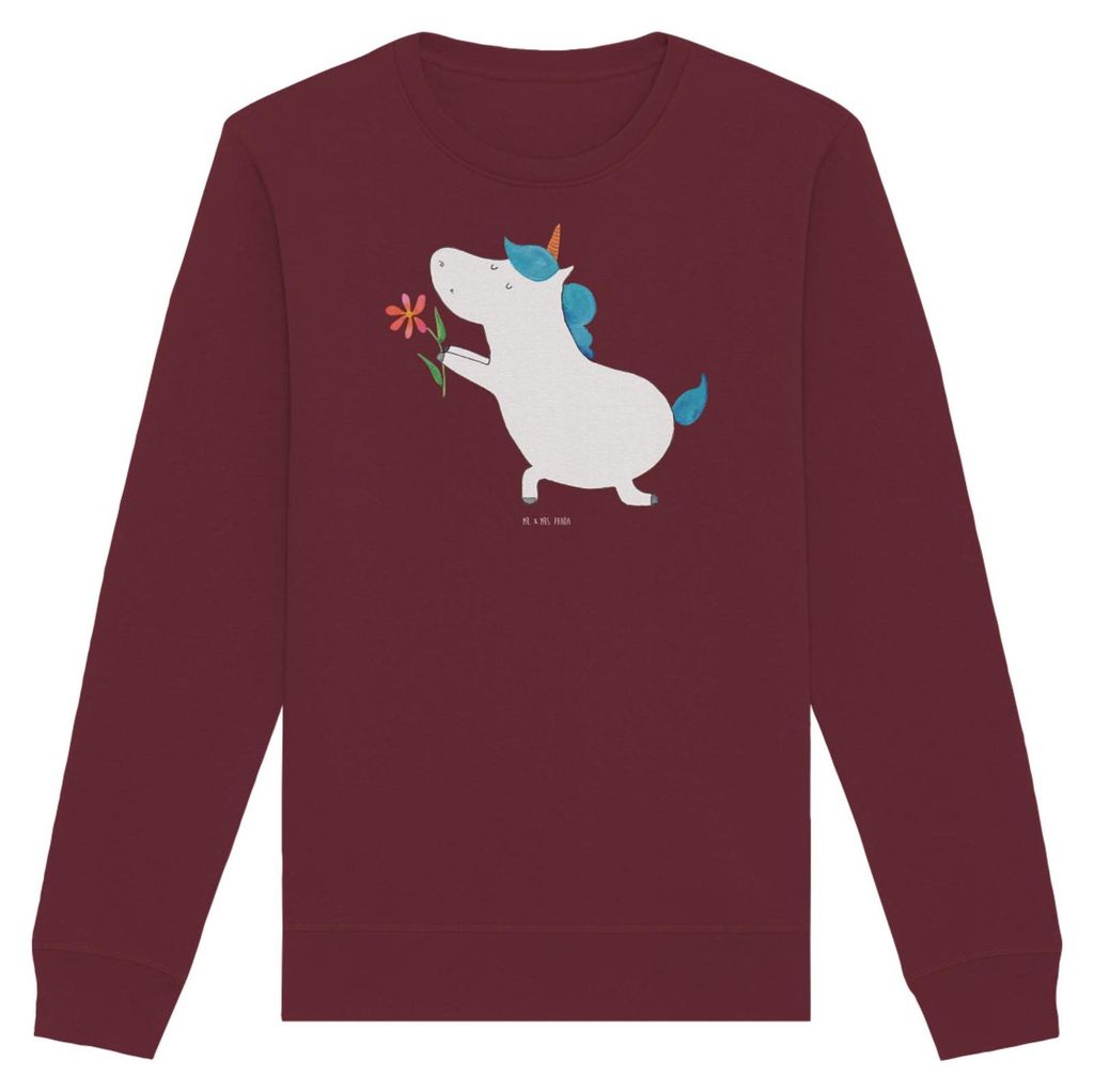 Mr. & Mrs. Panda Baumwoll Pullover Einhorn Blume Größe L - Burgundy - Geschenk, Liebe, Pulli, Sweatshirt, Einhörner, Pärchen, Freundin, Liebesb...