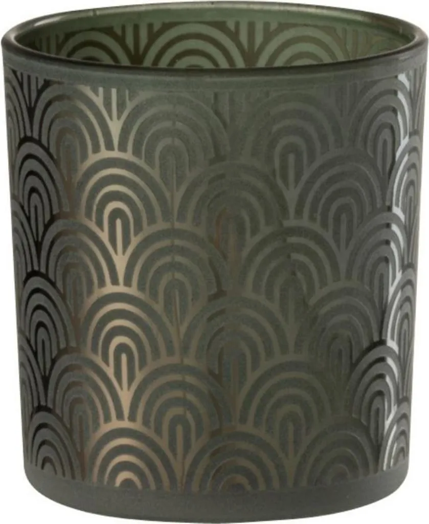 Photophore en Verre Vert Design Arc - Bougeoir Décoratif Taille Medium