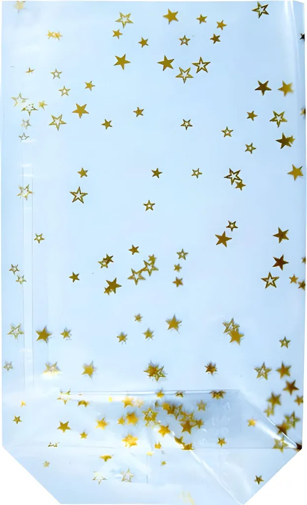 Heyda 203089253 Sachet à fond étoiles dorées 180x300mm transparent