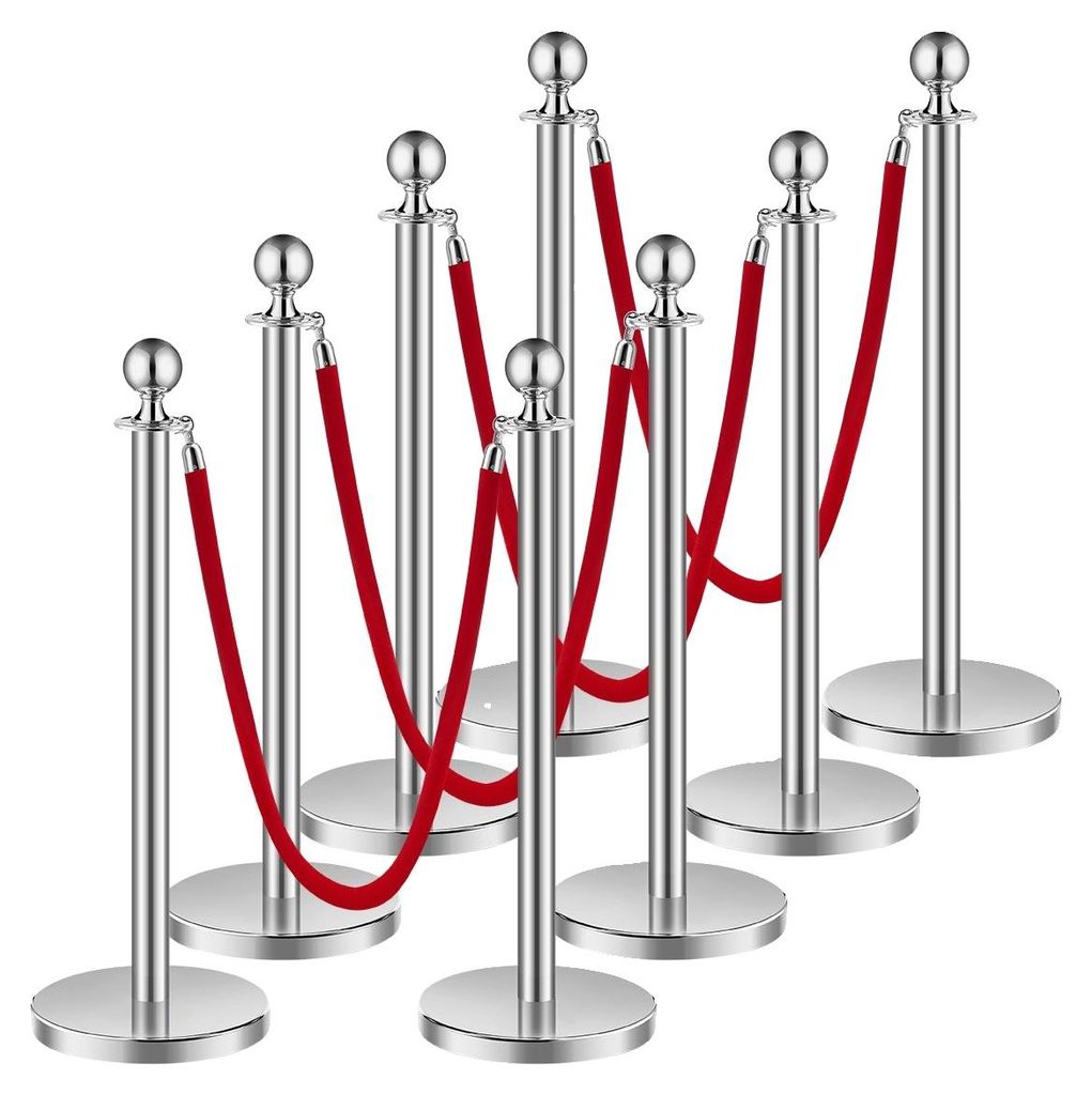 Pilastro barriera VEVOR (8 pezzi) con 4 corde di velluto Immagine del prodotto 