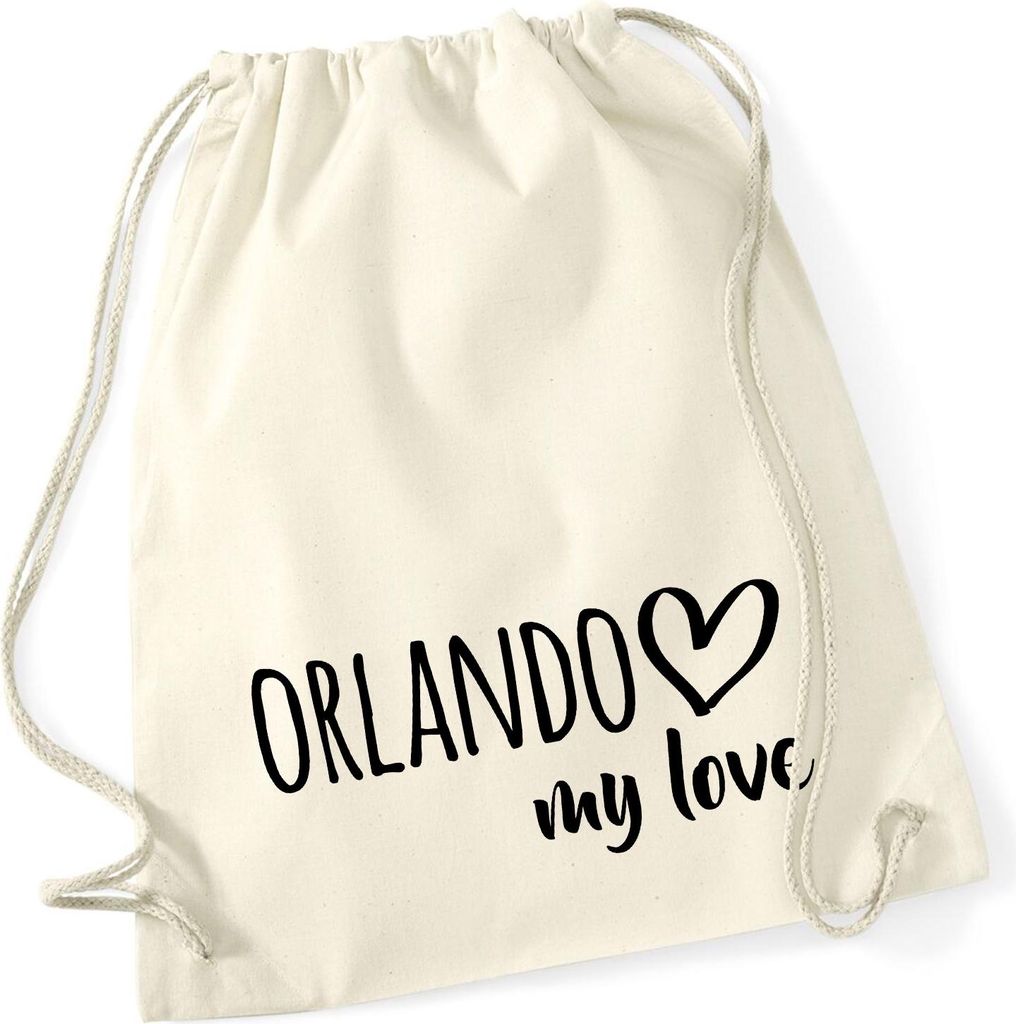 Huuraa Turnbeutel Orlando my love 12 Liter Natural Baumwolle Rucksack Geschenkidee