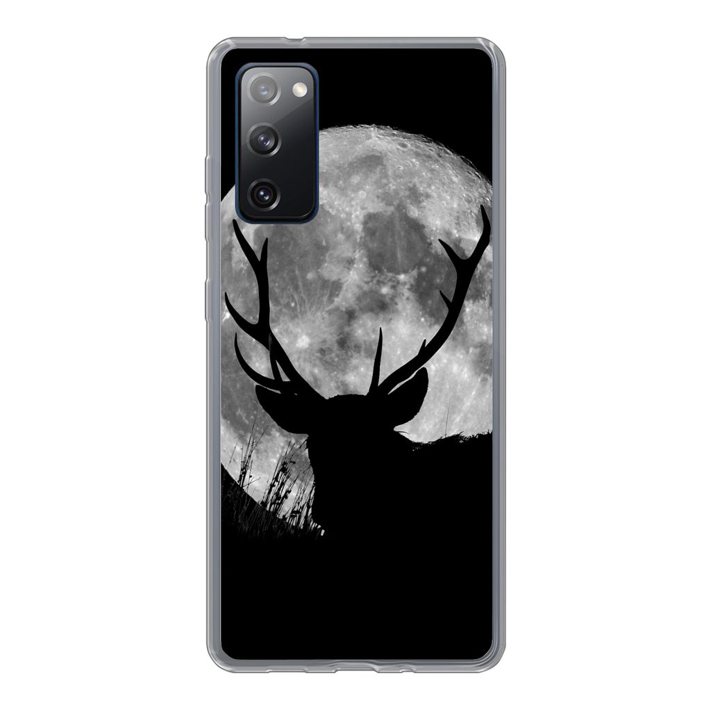 MuchoWow Handyhülle Schutzhülle Hülle für Samsung Galaxy S20 FE Hirsch - Mond - Nacht Silikon Softcase Handy Hülle - Abdeckung