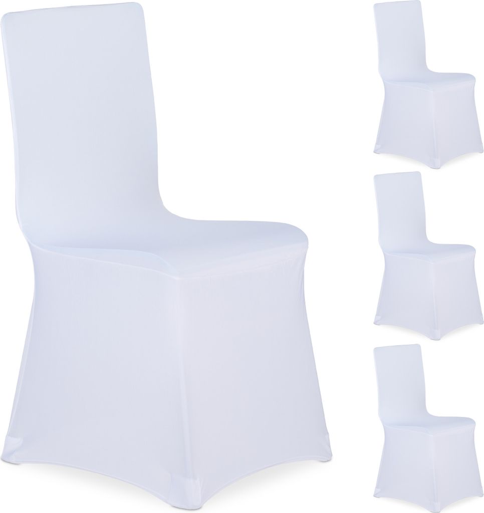 8 x Stuhlhussen, universeller Stretch Stuhlbezug, waschbarer Stoff, Bankettstuhl Dekoration, Empfang und Feier, weiß
