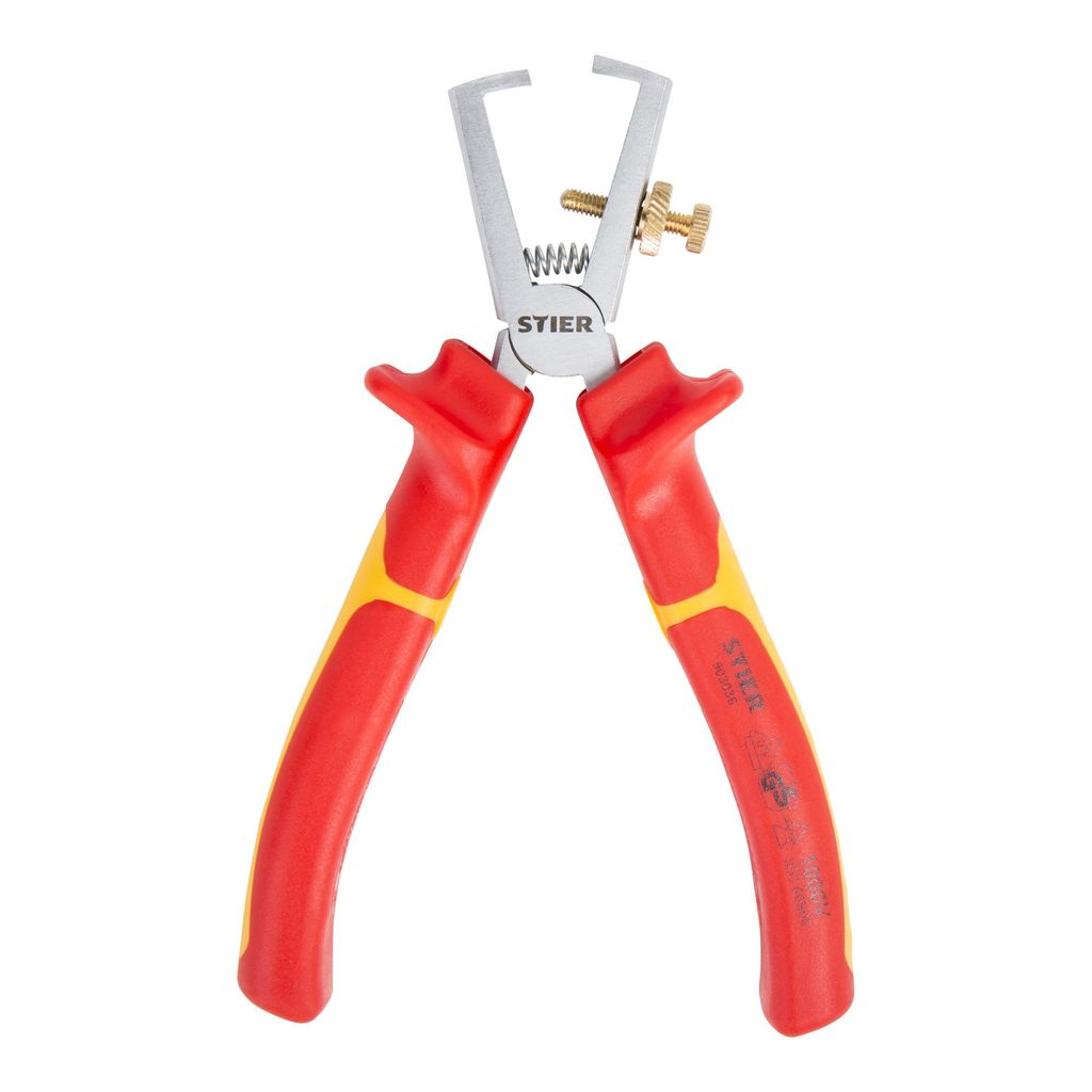 STIER Abisolierzange, 160 mm, VDE-, 2-Komponenten-Sicherheitshüllen, Elektronikzange, Abisolierwerkzeug, 2-Komponenten-Sicherheitshüllen aus Werk...
