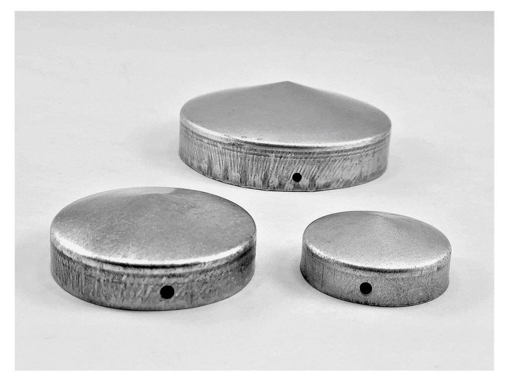 2 Stück runde Abdeckkappen aus verzinktem Metall Ø70mm