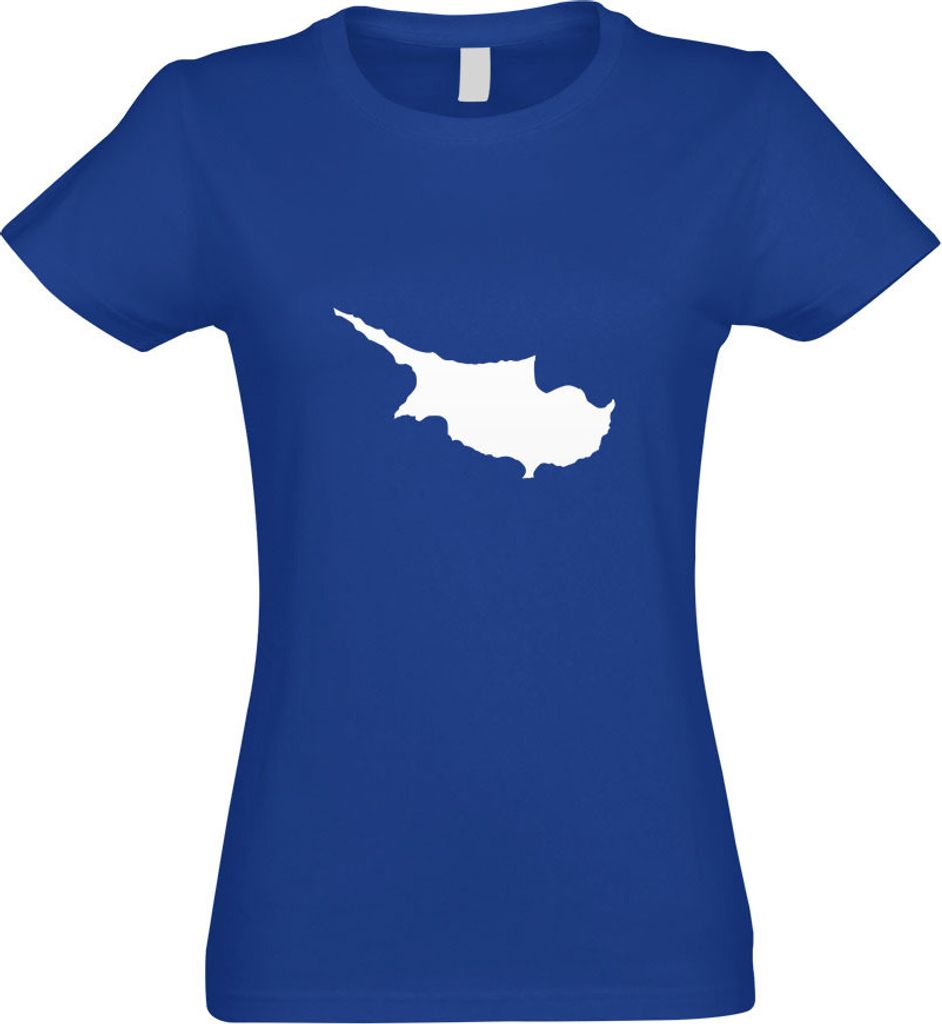 Kiwistar - T-Shirt tailliert - Damen - royal - Zypern Umriss Kontur - mit Motiv Bedruckt - Funshirt Design - Sport - Freizeit - Damen - S