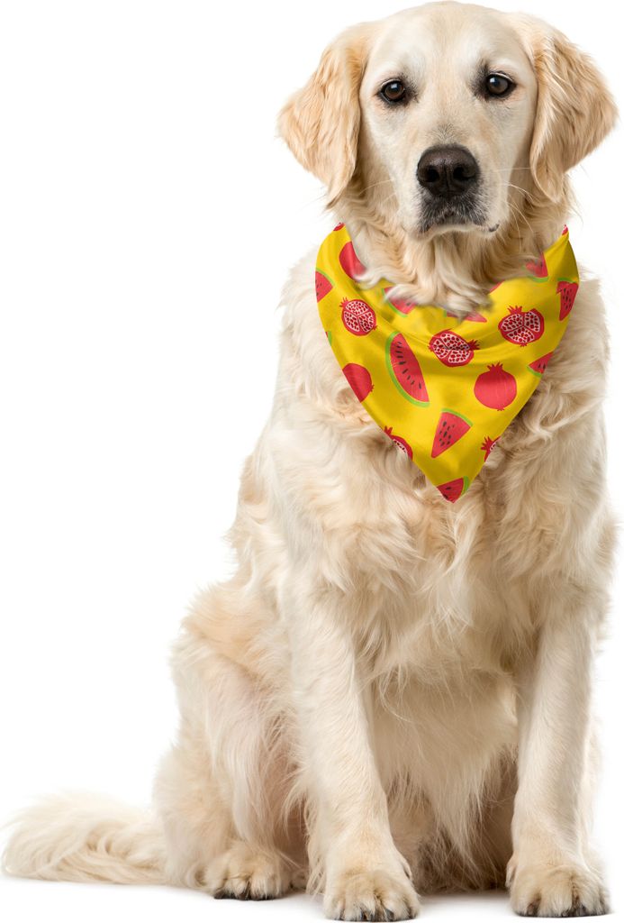 ABAKUHAUS Obst Haustier Bandana, Granatapfel und Wassermelone, 55x55 cm, Erde Gelb Multicolor